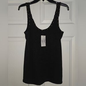POL Black Studded Tank Top